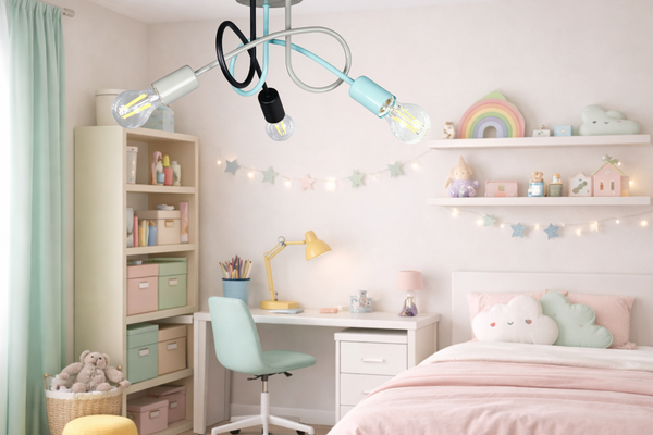 Lampa sufitowa do pokoju dziecka kolorowa Tęczowy Zawijas 3xE27 Led 