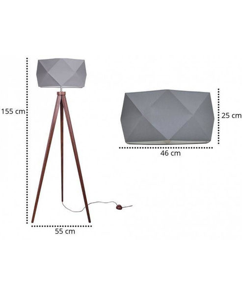 Drewniana Lampa Stojąca Trójnóg Abażur Diament