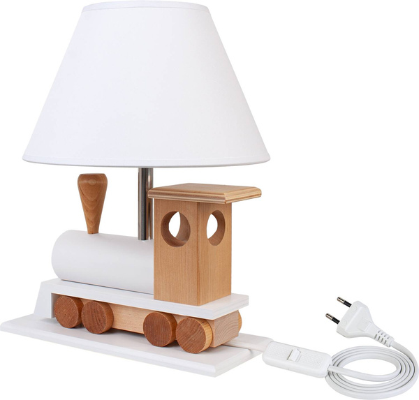 Lampka nocna stołowa do pokoju dziecka Lokomotywa biała Led 