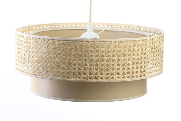 Lampa w stylu Boho  Rotang z naturalnego ratanu, beżowa- średnica 40 cm 