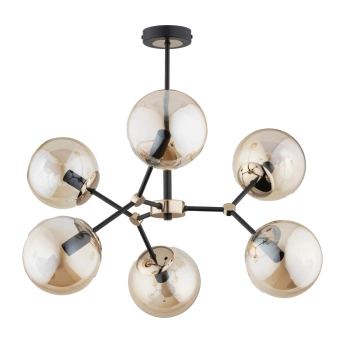 Lampa sufitowa ALFA FOTON MIX CZARNO-ZŁOTA 6xE14 58cm | 63121