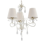 Żyrandol klasyczny z abażurami LUKRECJA śr. 46cm biały antyczny/ecru