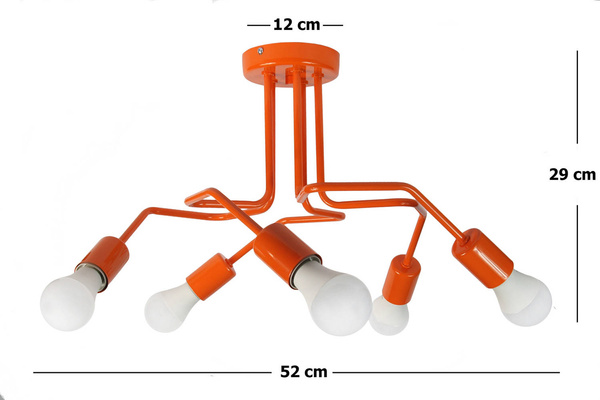 Lampa sufitowa do pokoju dziecka pomarańczowa 5-punktowa nowoczesna Vanessa 5 LED