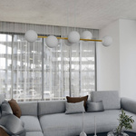 Nowoczesna lampa wisząca nad wyspę biało- złota GRAVITY 6 WH GOLD