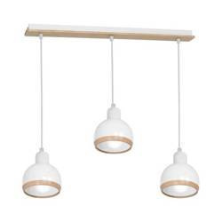 Lampa wisząca OVAL, MLP7044, biały/drewno, 3x60W E27