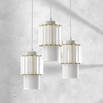 Lampa wisząca BLANCO, MLP8366, biały/transparentny/złoty, 3x60W E27