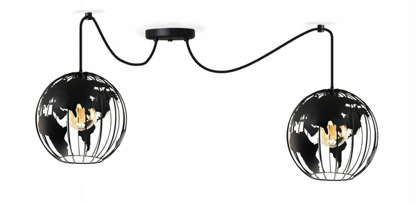 Lampa sufitowa dla chłopca i dziewczynki czarna Pająk Globus 2xE27 Led 