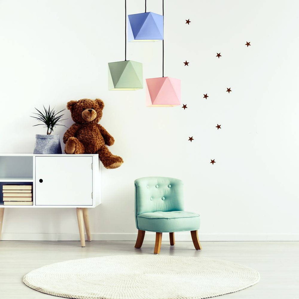 Lampa sufitowa do pokoju dziecięcego 3 punktowa miętowa Bajkowy Diamencik