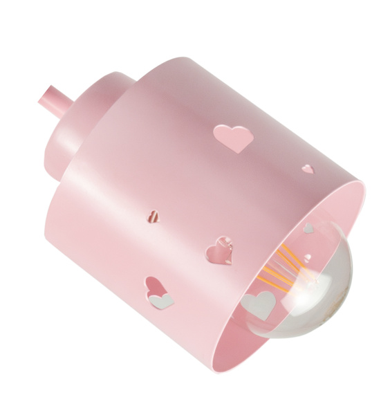 Lampa sufitowa do pokoju dziewczynki różowa w serca loft 3xE27