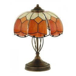 Lampka nocna klasyczna witraż 2x E14 wys. 40cm | brąz ecru