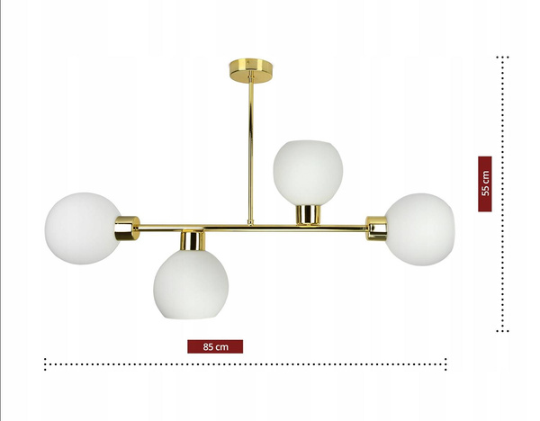 Lampa sufitowa biało-złota mleczne kule 4 źródła światła