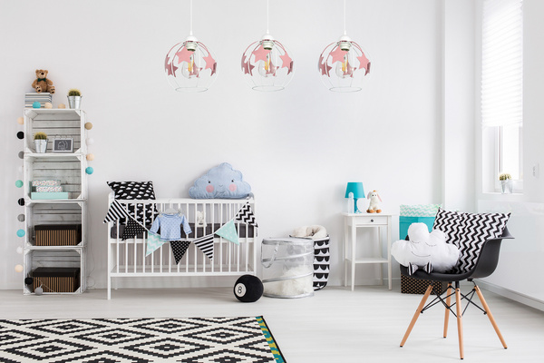 Lampa sufitowa do pokoju dziewczynki różowe gwiazdki 3-punktowa Led 