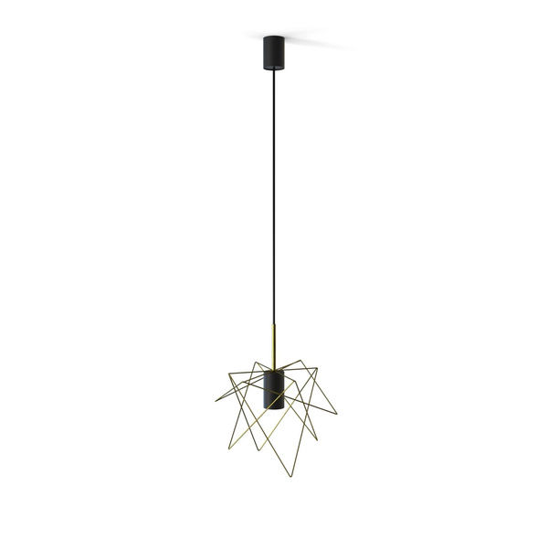 Lampa wisząca druciana zwis nowoczesna GSTAR złoty/czarny śr. 30cm