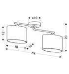 Lampa sufitowa chromowa 2x40W abażur z tkaniny Ban Candellux 32-70777