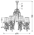 Żyrandol z kryształkami 8xE14 74cm Adonis 38-13873