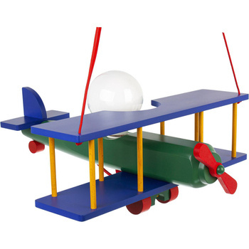 Lampa sufitowa do pokoju dziecięcego samolot drewniany duży kolorowy 1xE27 Led