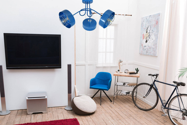 Lampa sufitowa do pokoju dziecięcego niebieska Edison Koszyk Loft