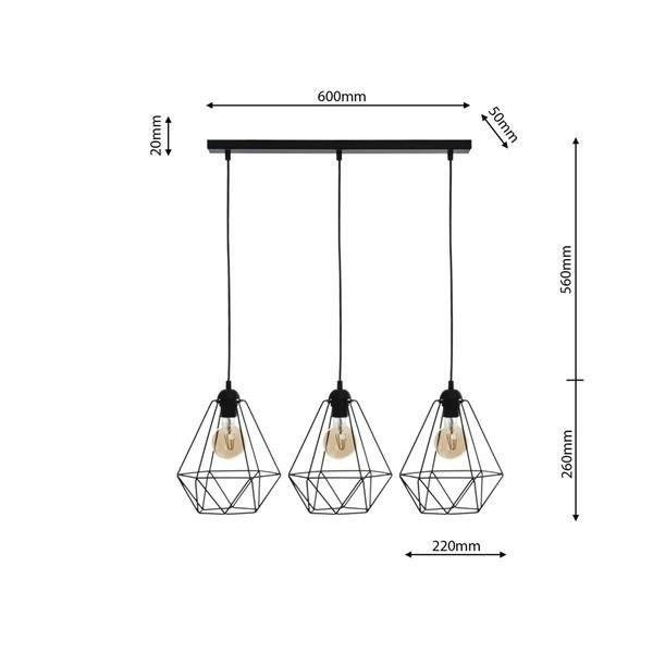 Lampa wisząca BASKET BLACK 3xE27