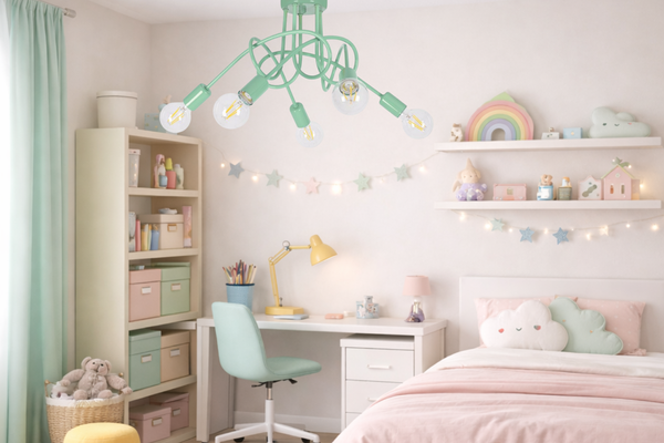 Lampa sufitowa do pokoju dziecka zielona Magiczny Zawijas 5xE27 Led 