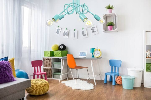 Lampa sufitowa do pokoju dziewczynki biało-różowa Mondo 5 Loft 