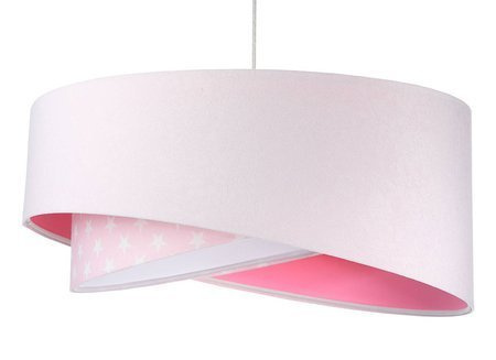 Lampa sufitowa do pokoju dziewczynki biało - różowa lampa w gwiazdki