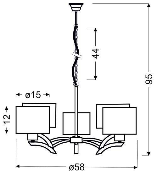 Lampa wisząca chrom + krem abażur 5x60W żyrandol Draga Candellux 35-04222  