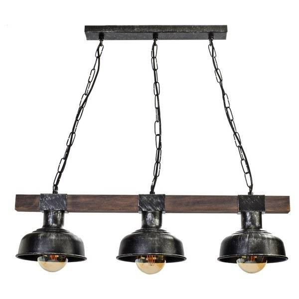 Lampa wisząca FARO BLACK / WOOD 3xE27 60W MLP6243 
