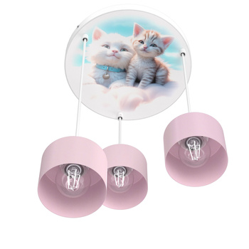 Lampa sufitowa do pokoju dziewczynki Kotki Kubeczek 3xE27