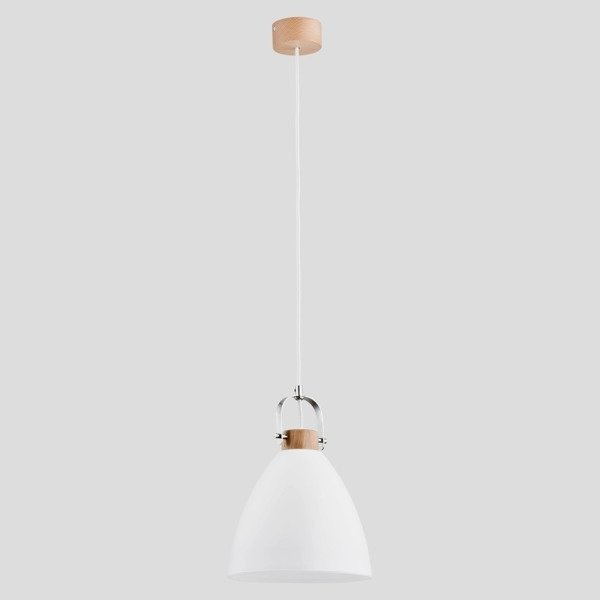 Lampa wisząca zwis HERMINA biały/drewno śr. 22cm
