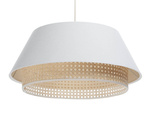 Lampa w stylu Boho podwójny abażur len i naturalny rattan kremowa 