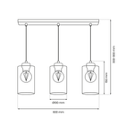 Lampa wisząca CHIC, MLP8384, czarny/złoty/dymiony, 3x60W E27