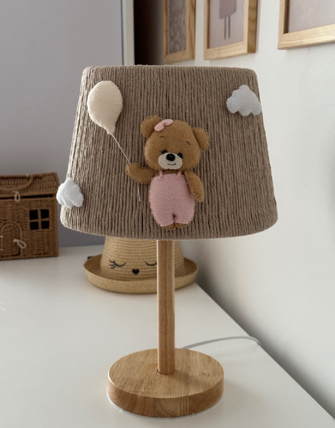 Lampka nocna do pokoju dziewczynki w stylu Boho Miś 