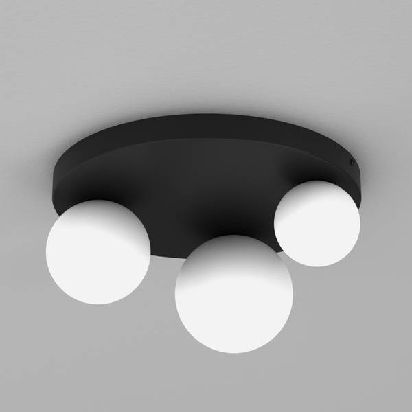 Nowoczesna lampa sufitowa BIBIONE, MLP8390, czarna z białymi kloszami, 3x25W G9