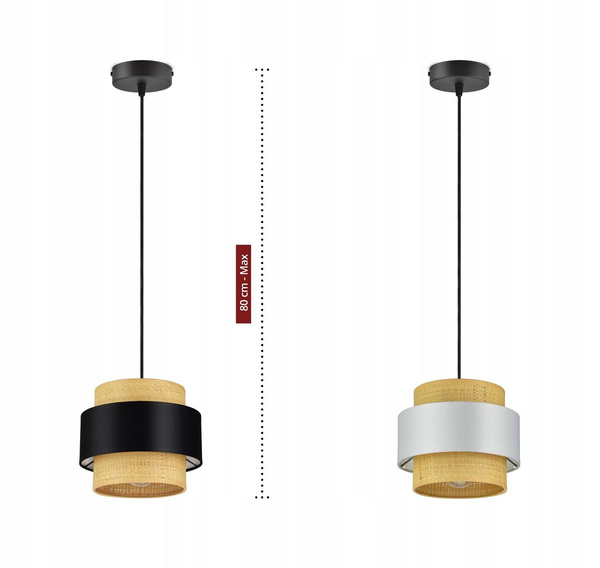 Lampa wisząca w stylu boho rattanowa czarna 