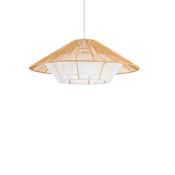 Lampa wisząca JAPANDI S szer. 50cm E27 | naturalne drewno/biały