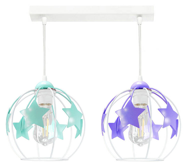 Lampa sufitowa do pokoju dziecięcego kolorowa Gwiazdki Kule 2xE27
