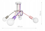 Lampa sufitowa do pokoju dziewczynki pastelowa Tęczowy Zawijas 4xE27 Led 