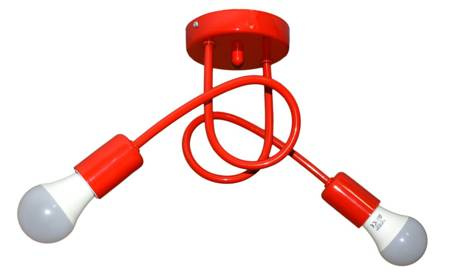 Lampa sufitowa do pokoju dziecka czerwona w stylu Loft Mondo 2xE27 Led