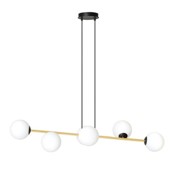 Nowoczesna lampa wisząca nad wyspę biało- złota GRAVITY 6 BL OPAL