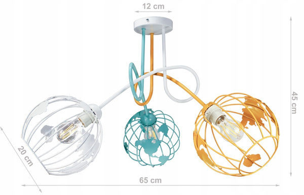 Lampa sufitowa do pokoju dziecięcego kolorowa Edison Globus 3