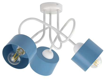 Lampa sufitowa do pokoju dziecka biało-niebieska Zaczarowany Kubeczek 3xE27 Led