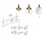 Lampa wisząca czarno-złota mleczne kule 3 źródła światła