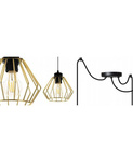 Lampa wisząca typu pająk druciak złote klosze loft 3