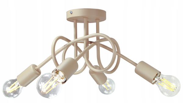 Lampa sufitowa do pokoju dziecka beżowa Tęczowy Zawijas 4xE27 Led