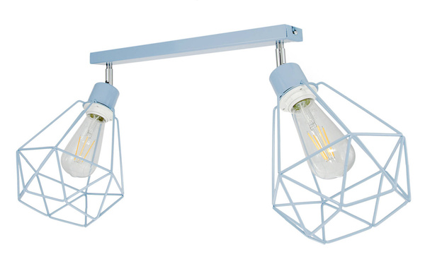 Lampa sufitowa do pokoju dziecka niebieska pastelowa druciak w stylu loft Carmen 2xE27