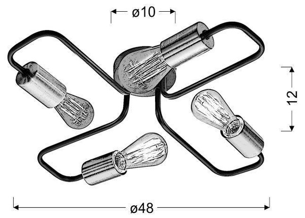 Lampa sufitowa 4xE27 48cm czarna HERPE 34-66923