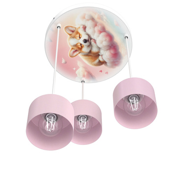 Lampa sufitowa do pokoju dziewczynki Piesek Kubeczek 3xE27