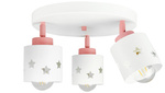 Lampa sufitowa do pokoju dziewczynki biało - różowa w gwiazdki 3xE27 led