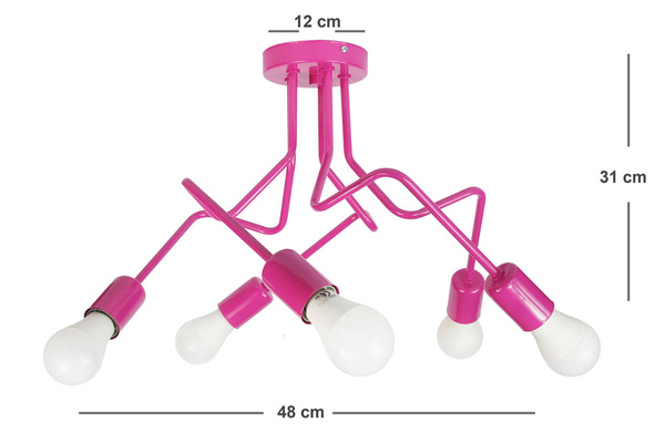Lampa sufitowa do pokoju dziewczynki różowa Luna 5