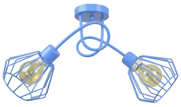 Lampa sufitowa do pokoju chłopca i dziewczynki  niebieska Edison Loft 2xE27 Led 